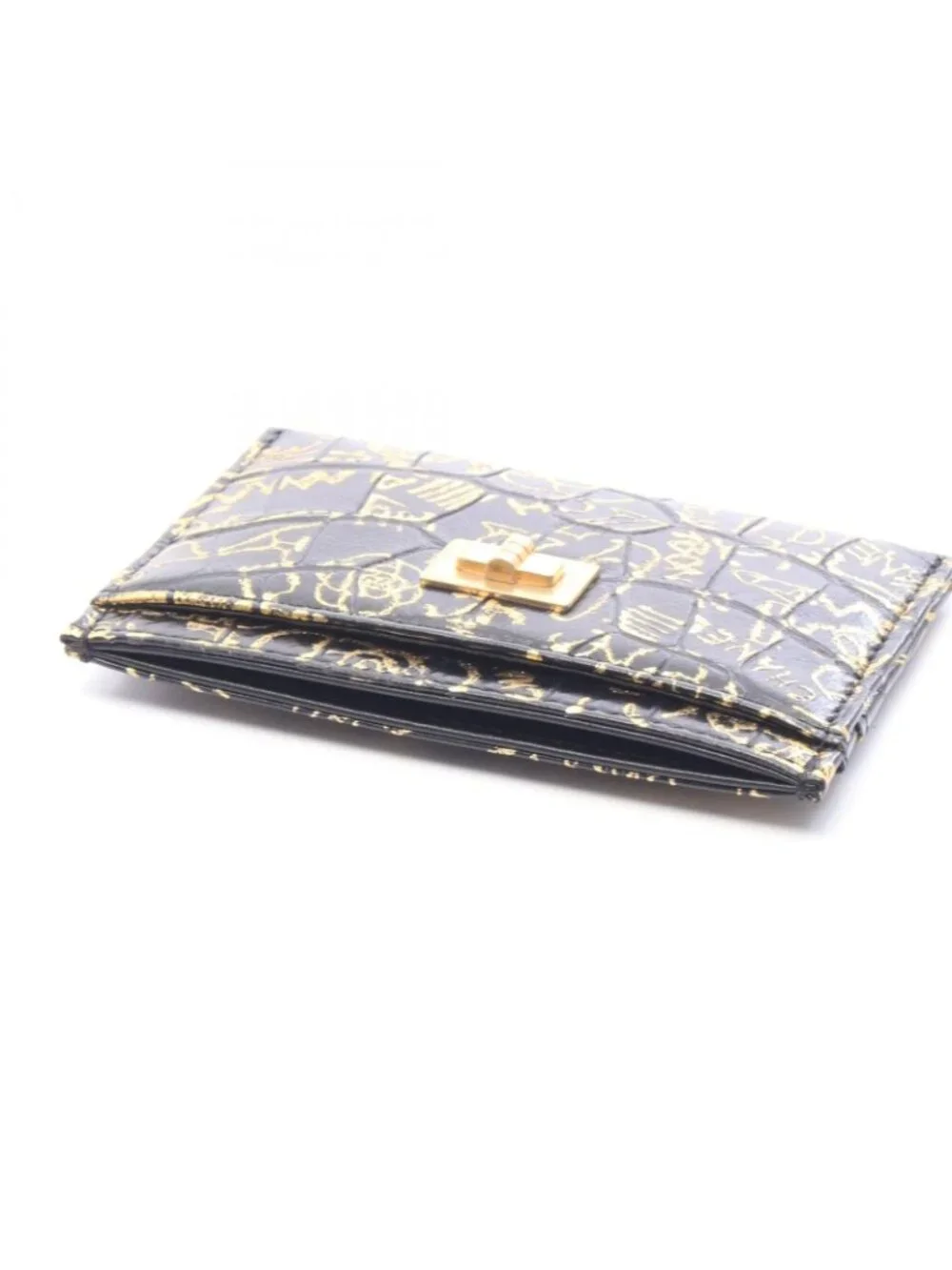 Chanel Card Case 2.55 Graffiti Black Leather